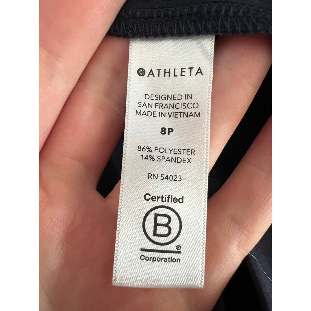 Athleta Brooklyn Textured Ankle Pant Blue WIndowpane Pattern Check Women's 8P - Picture 9 of 14